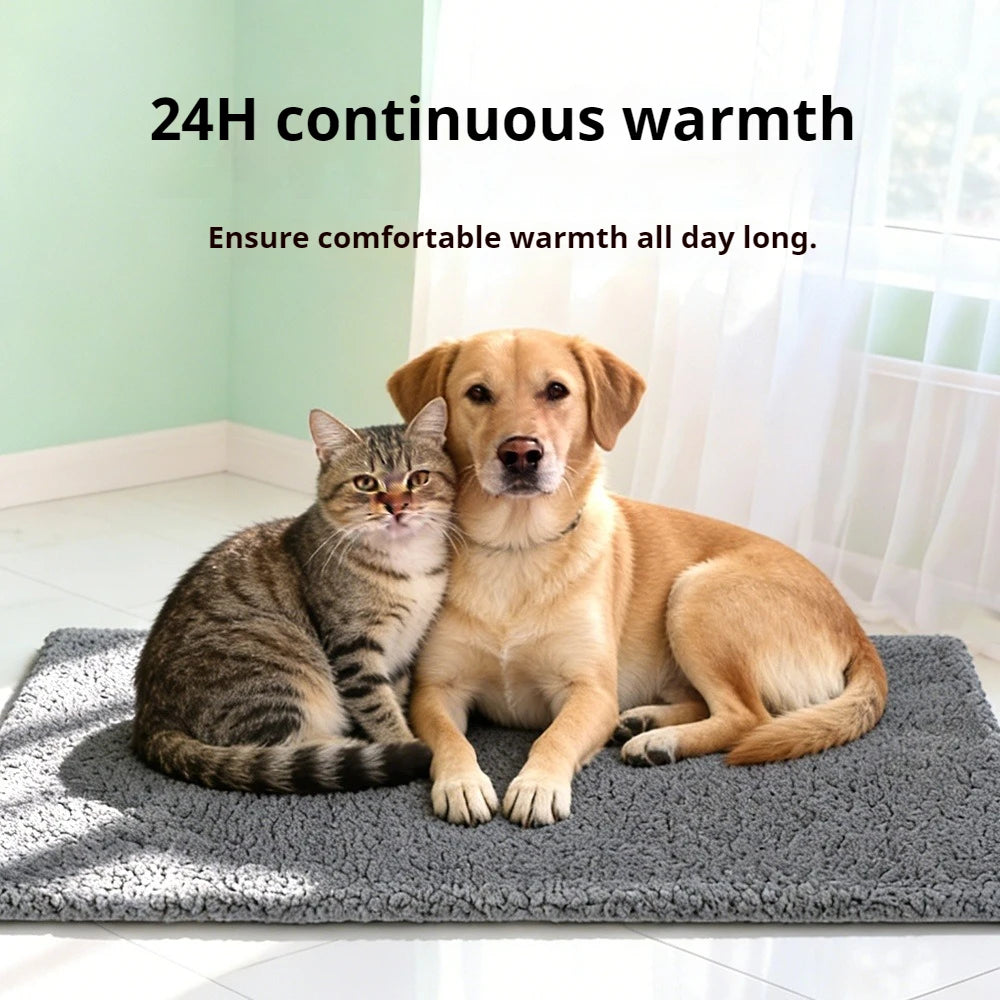 Self Warming Cat Bed, Extra Warm Self Heating Pad for Cats & Dogs, Anti-Slip Thermal Pet Mat, Washable Cover, Not Electric, Grey