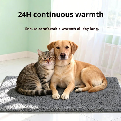 Self Warming Cat Bed, Extra Warm Self Heating Pad for Cats & Dogs, Anti-Slip Thermal Pet Mat, Washable Cover, Not Electric, Grey