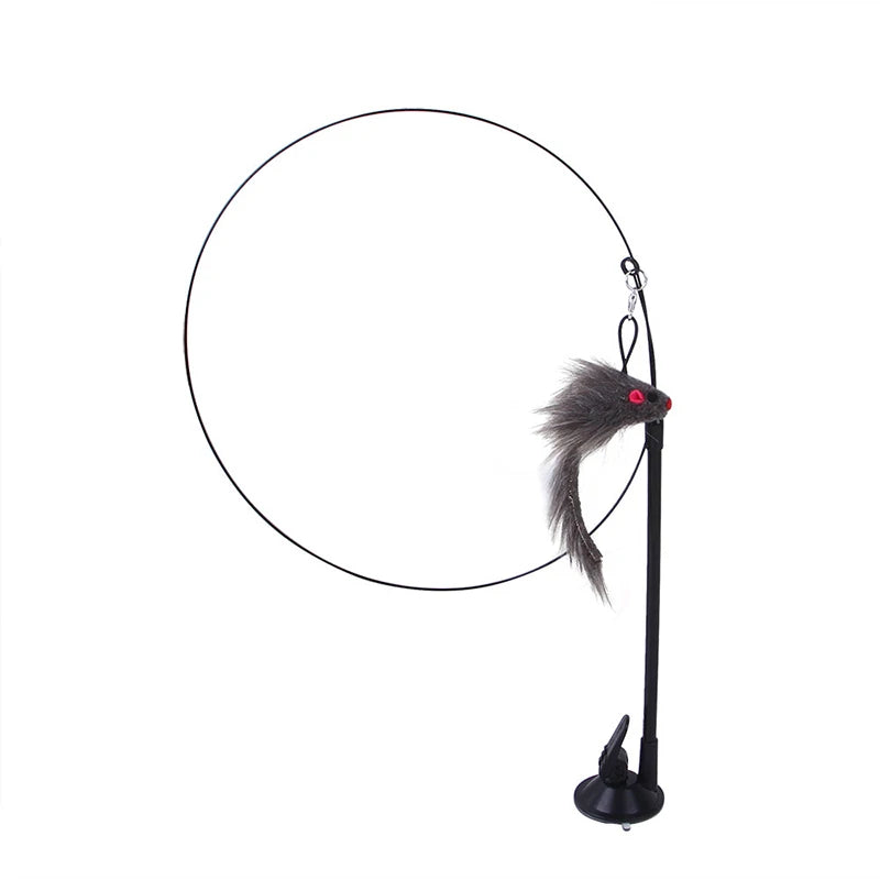Cat Toys Simulation Bird Interactive Sucker Feather Bird with Bell Cat Stick Toy for Kitten Playing Teaser Wand Toy Cat Supplies