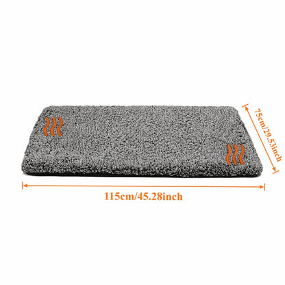 Self Warming Cat Bed, Extra Warm Self Heating Pad for Cats & Dogs, Anti-Slip Thermal Pet Mat, Washable Cover, Not Electric, Grey