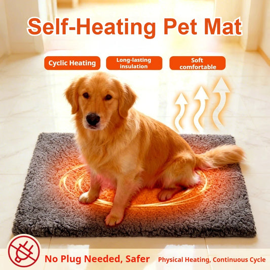 Self Warming Cat Bed, Extra Warm Self Heating Pad for Cats & Dogs, Anti-Slip Thermal Pet Mat, Washable Cover, Not Electric, Grey